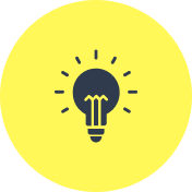 yellow circle icon with light bulb